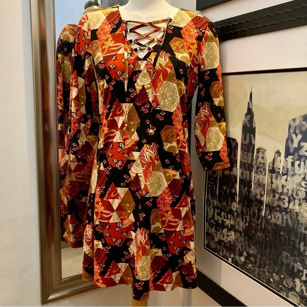 Vintage 70s Bebop lace up front 1960’s dress.